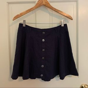 BOGO Linen Rayon Blend Flared Denim Style Button Down Mini Skirt EUC